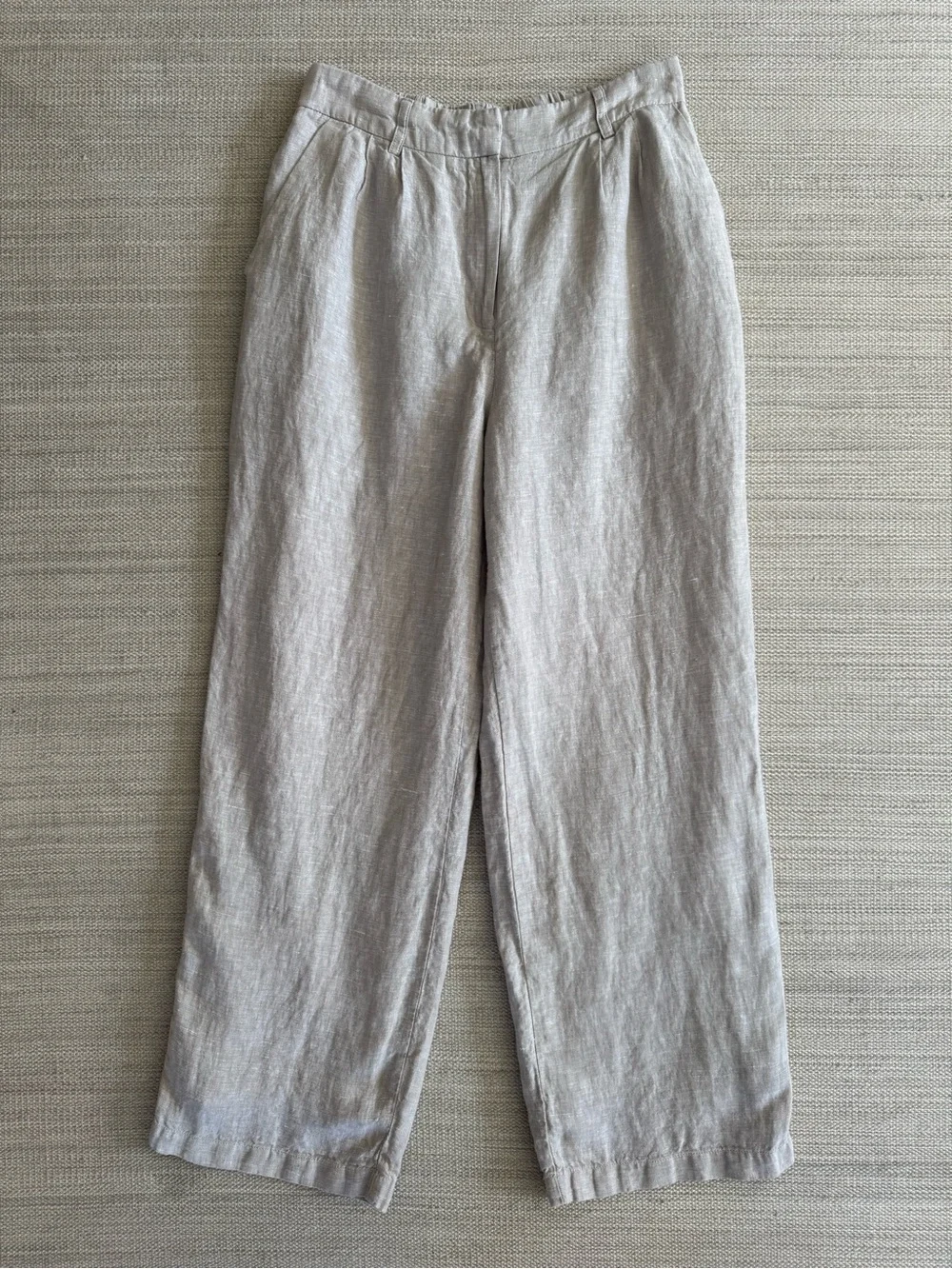 Quince 100% Linen beige straight leg relaxed lined trouser pants women’s size 4